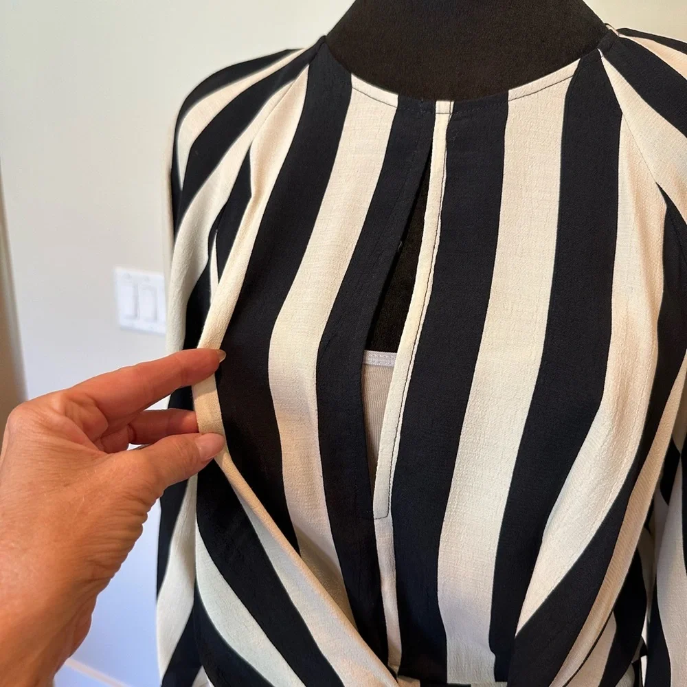 Topshop Black and White Striped Blouse - Picture 6 of 8